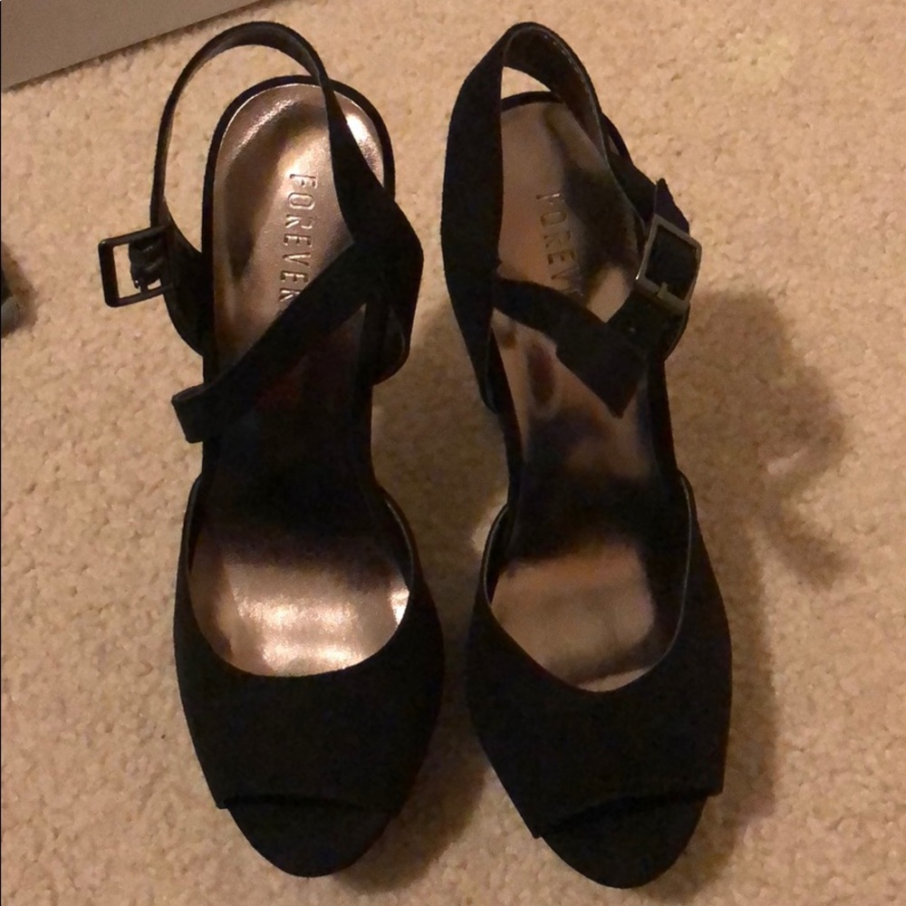 Forever 21 shiny glitter black platform heels